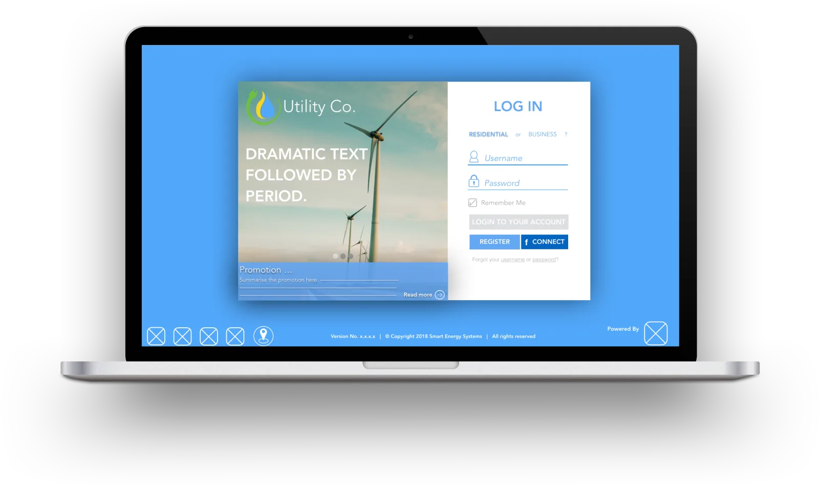 Original Smart Energy Water interface concept showing a utility product dashboard